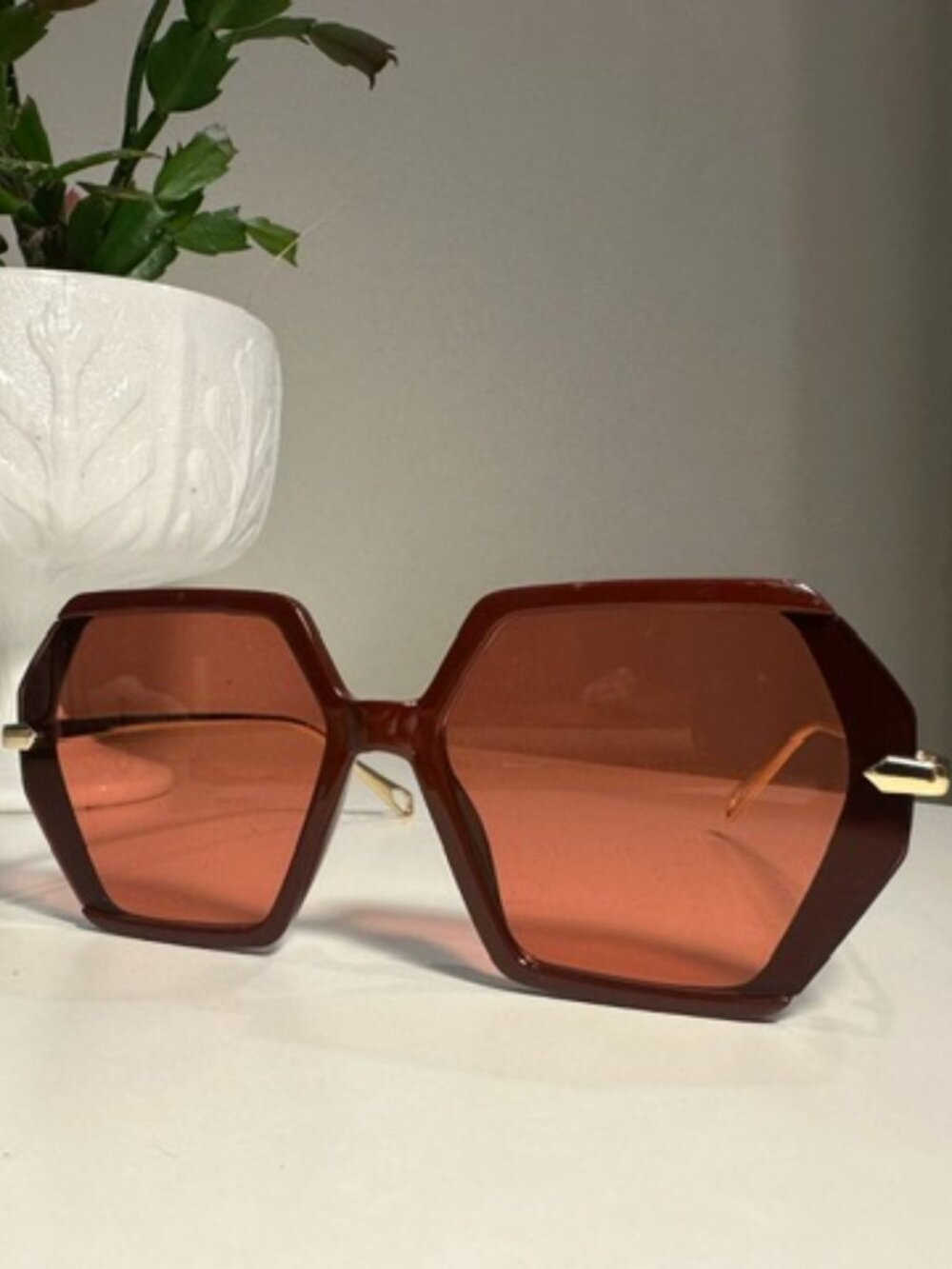 Hexagon-shaped Rose-colored Eyeglasses